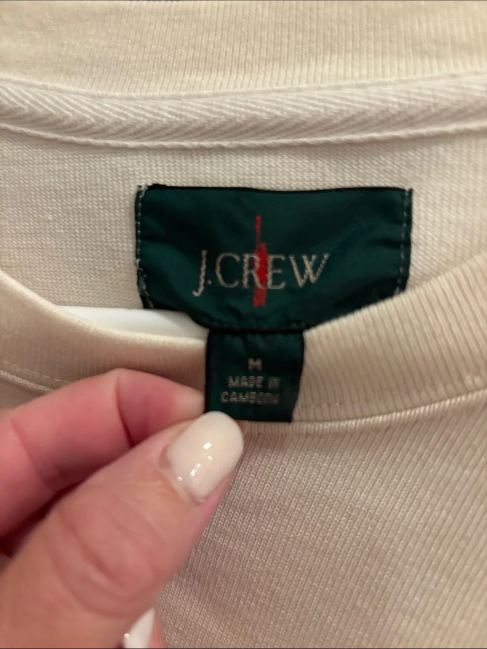 J. Crew Cream Crewneck Sweater with Navy Stripes